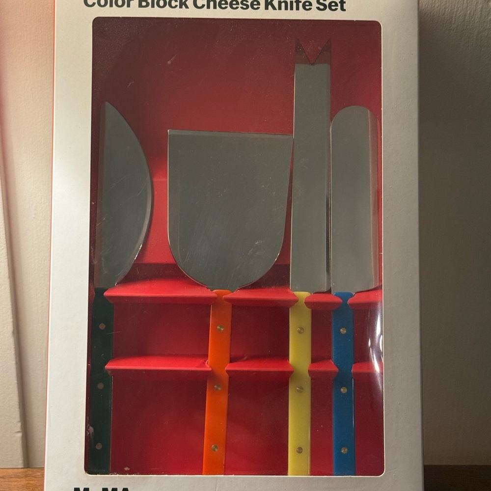 MoMA Modern Art Color Block Cheese & Knife Set in Stainless Steel
